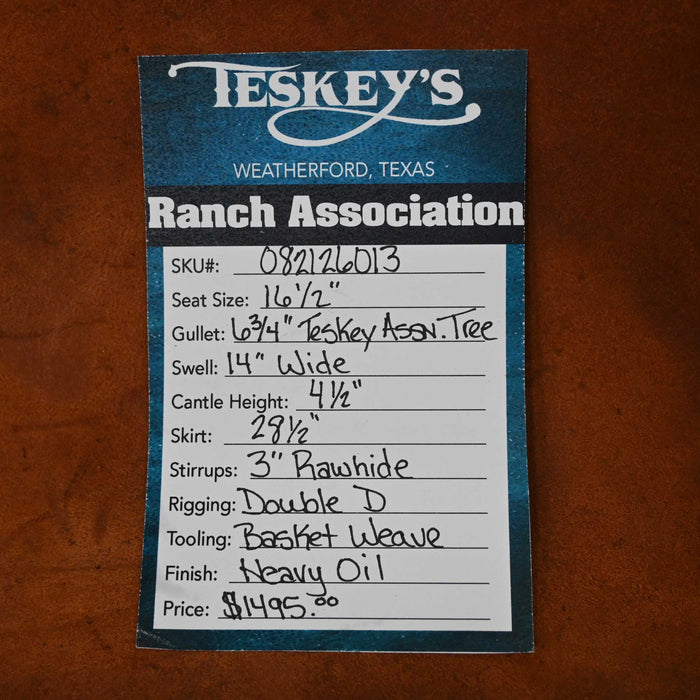 16.5" TESKEY'S RANCH ASSOCIATION SADDLE