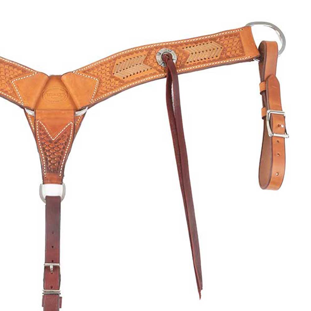 Teskey's Basket Stamped Breast Collar with Rawhide Tack - Breast Collars Teskey's
