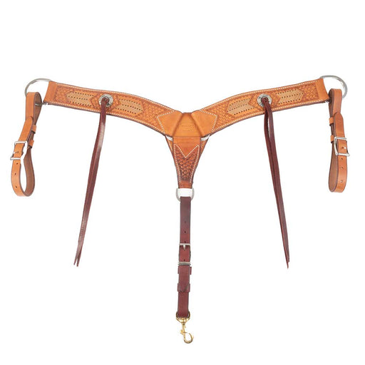 Teskey's Basket Stamped Breast Collar with Rawhide Tack - Breast Collars Teskey's   