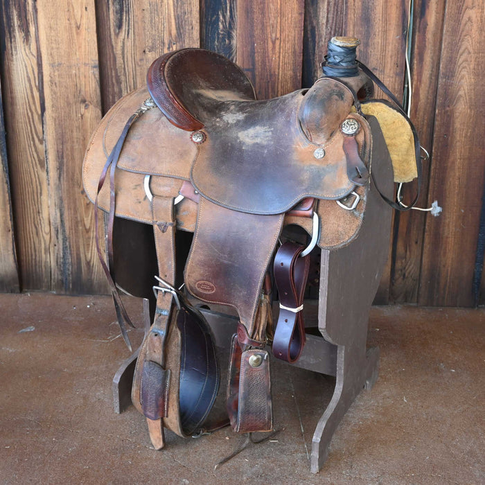 14" USED JODY RAMER TEAM ROPING SADDLE