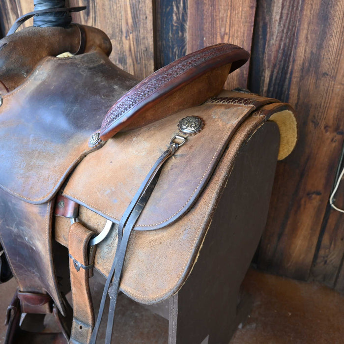 14" USED JODY RAMER TEAM ROPING SADDLE