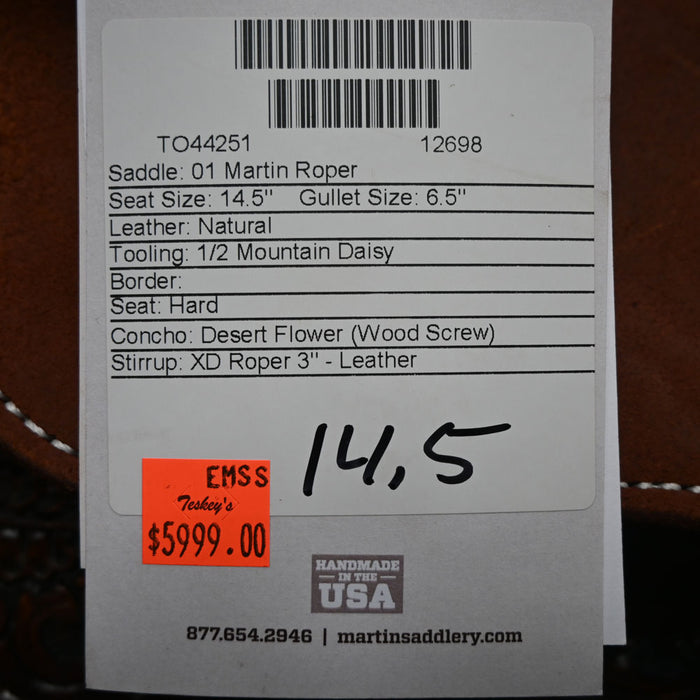 14.5" MARTIN ROPING SADDLE Saddles - New Martin Saddlery