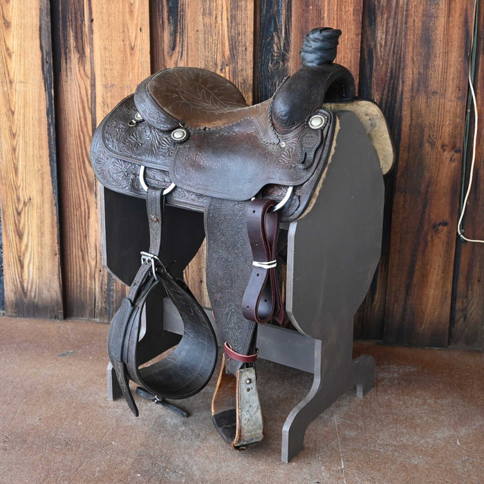 15" USED M.L LEDDY TEAM ROPING SADDLE