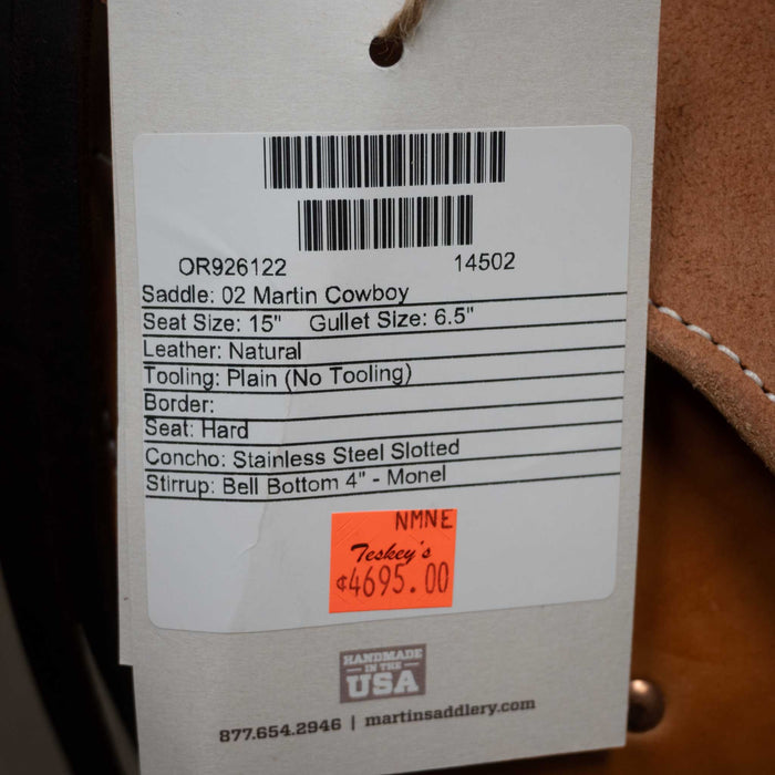 15" MARTIN COWBOY SADDLE Saddles - New Martin Saddlery