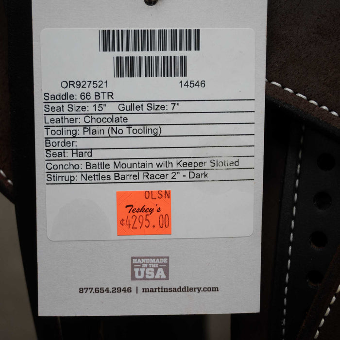 15" MARTIN BTR BARREL SADDLE Saddles - New Martin Saddlery