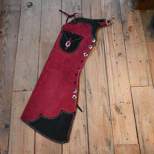 Used Red Roughout Stepthrough Chaps Tack - Chaps & Chinks MISC