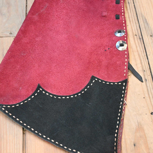 Used Red Roughout Stepthrough Chaps Tack - Chaps & Chinks MISC