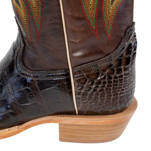 R. Watson Men's Chocolate Cross Cut Alligator Boot MEN - Footwear - Exotic Western Boots R Watson   
