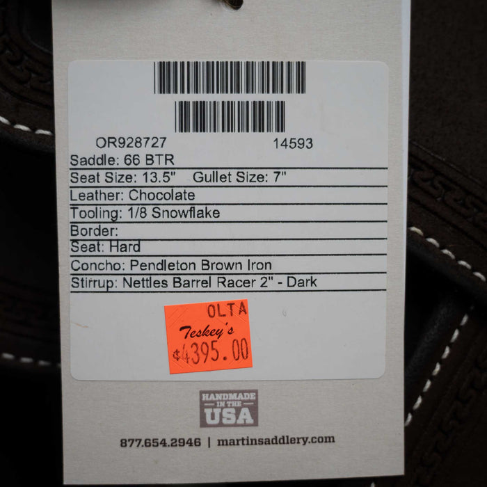13.5" MARTIN BTR BARREL SADDLE Saddles - New Martin Saddlery