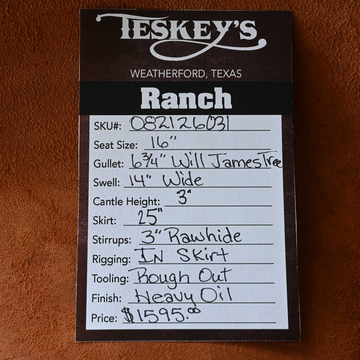 16" TESKEY'S STRIP DOWN RANCH SADDLE