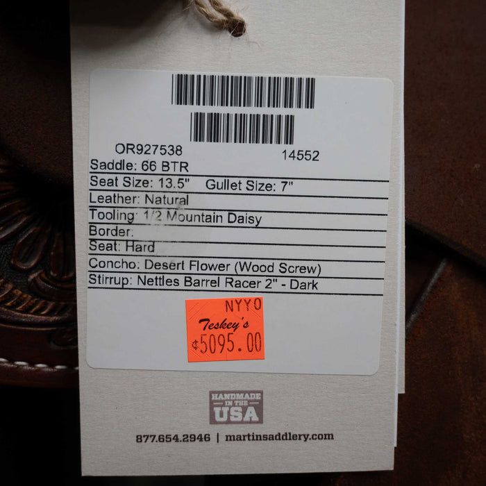 13.5" MARTIN BTR BARREL SADDLE Saddles - New Martin Saddlery