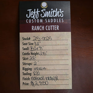 16" JEFF SMITH RANCH CUTTER SADDLE Saddles Jeff Smith