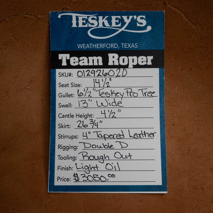 14.5" TESKEY'S TEAM ROPING SADDLE Saddles - New Teskey's Saddlery