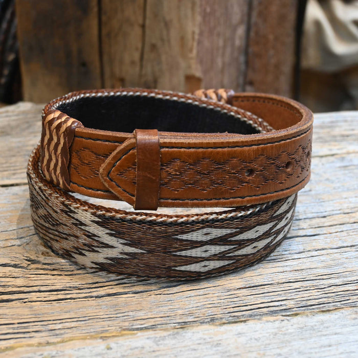 30"Prison made Hitched Horse Hair with tooled ends Belt - Great condiiton