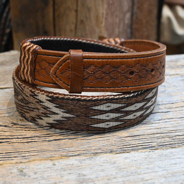 30"Prison made Hitched Horse Hair with tooled ends Belt - Great condiiton