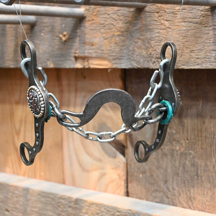 Paul Petska Washer Ported Chain Bit w/Copper Cactus Conchos