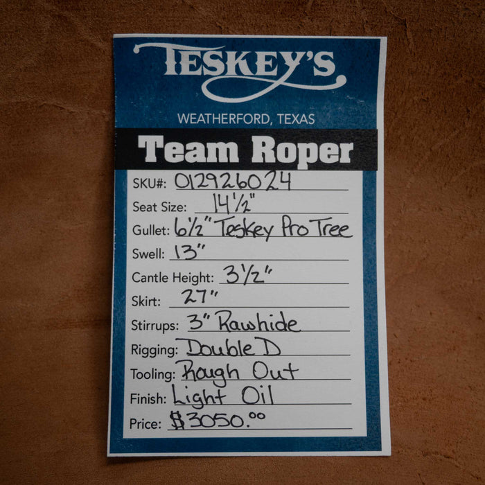 14.5" PATRICK SMITH TEAM ROPING SADDLE Saddles - New Patrick Smith