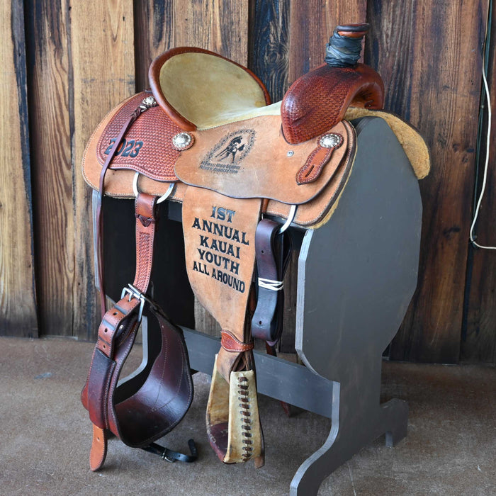 15" USED SLONE SADDLES SILVER SERIES TEAM ROPING SADDLE Saddles - Used Slone Saddles