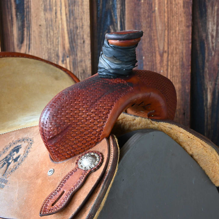 15" USED SLONE SADDLES SILVER SERIES TEAM ROPING SADDLE Saddles - Used Slone Saddles