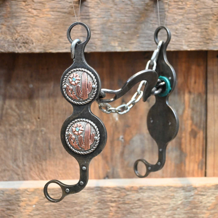 Paul Petska Washer Ported Chain Bit w/Copper Cactus Conchos