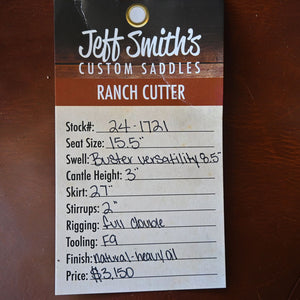 15.5" JEFF SMITH RANCH CUTTER SADDLE Saddles Jeff Smith