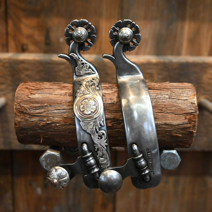 Kerry Kelley Silver Mounted 4pt. Spurs Tack - Spurs Kerry Kelley