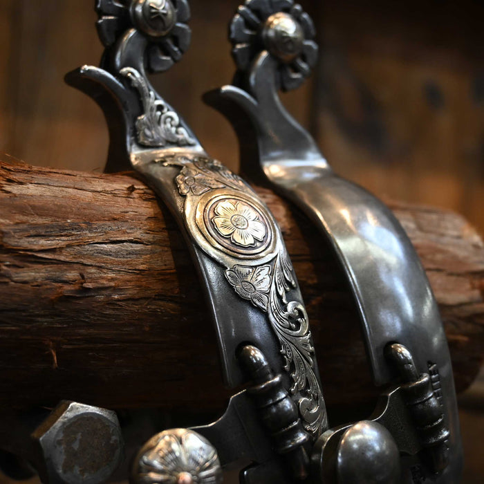 Kerry Kelley Silver Mounted 4pt. Spurs Tack - Spurs Kerry Kelley