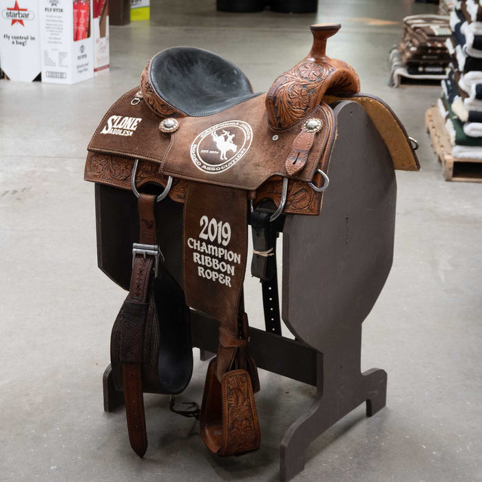 14.5" USED SLONE SADDLES TEAM ROPING SADDLE