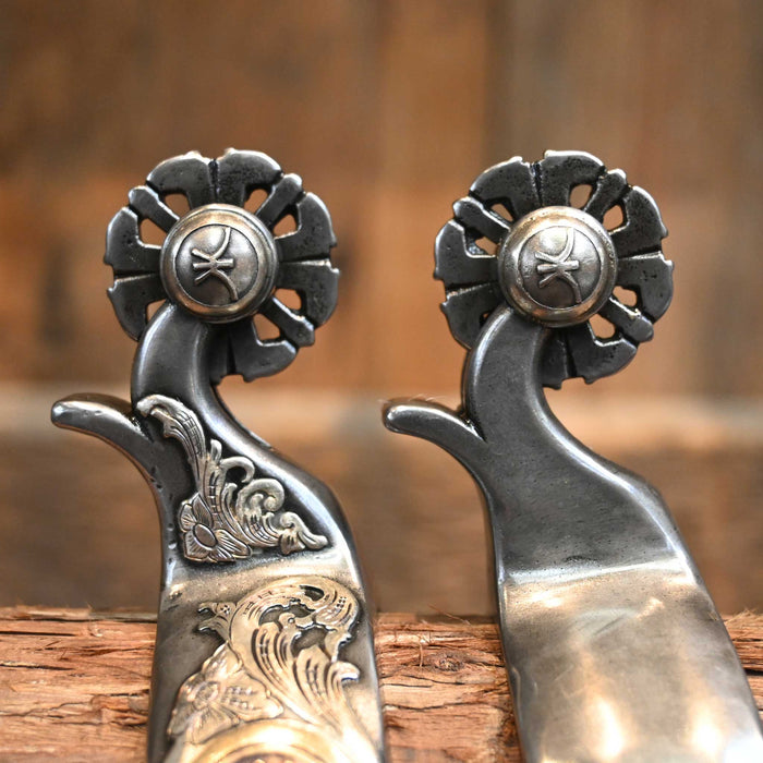 Kerry Kelley Silver Mounted 4pt. Spurs Tack - Spurs Kerry Kelley