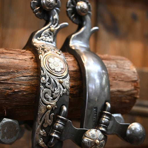 Kerry Kelley Silver Mounted 4pt. Spurs Tack - Spurs Kerry Kelley