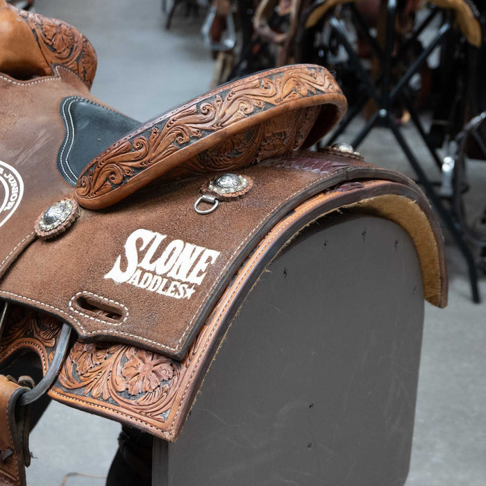 14.5" USED SLONE SADDLES TEAM ROPING SADDLE