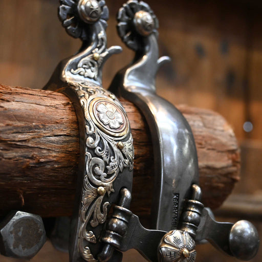 Kerry Kelley Silver Mounted 4pt. Spurs Tack - Spurs Kerry Kelley