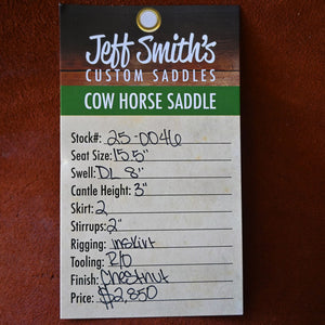 15.5" JEFF SMITH COW HORSE SADDLE Saddles Jeff Smith