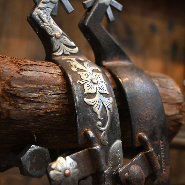 Kerry Kelley Silver Mounted 8pt. Spurs Tack - Spurs Kerry Kelley