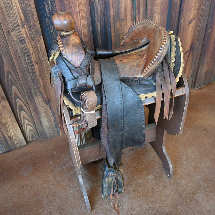 ANTIQUE MEXICAN VAQUERO CHARRO SADDLE _CA976 Collectibles Teskey's