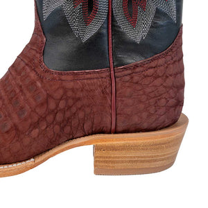 R. Watson Men's Nubuck Rhubarb Caiman Belly Boot MEN - Footwear - Exotic Western Boots R Watson   