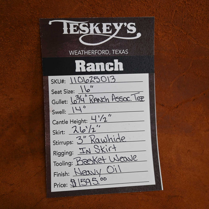 16" TESKEY'S RANCH ASSOCIATION SADDLE