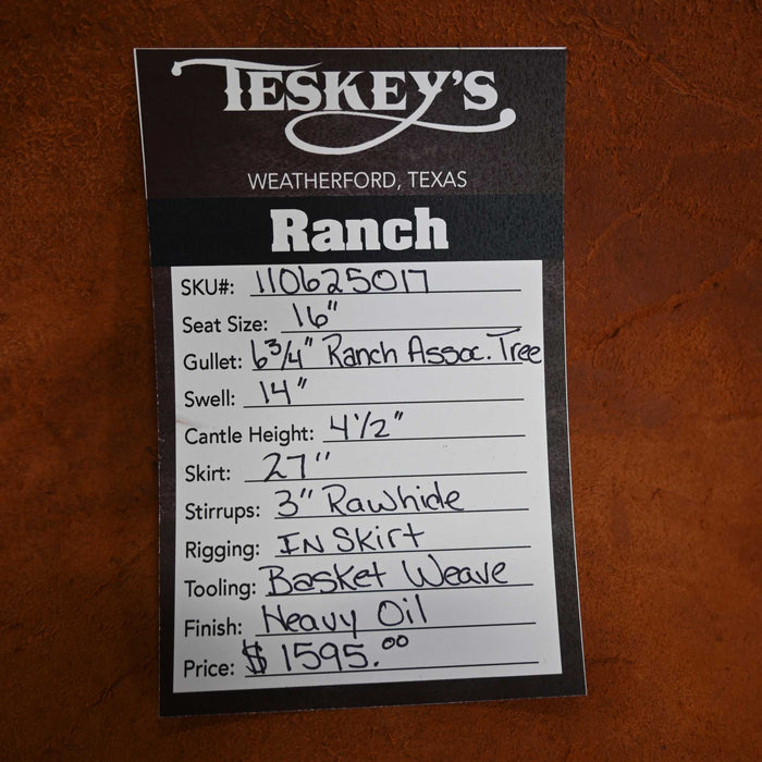 16" TESKEY'S RANCH ASSOCIAATION SADDLE