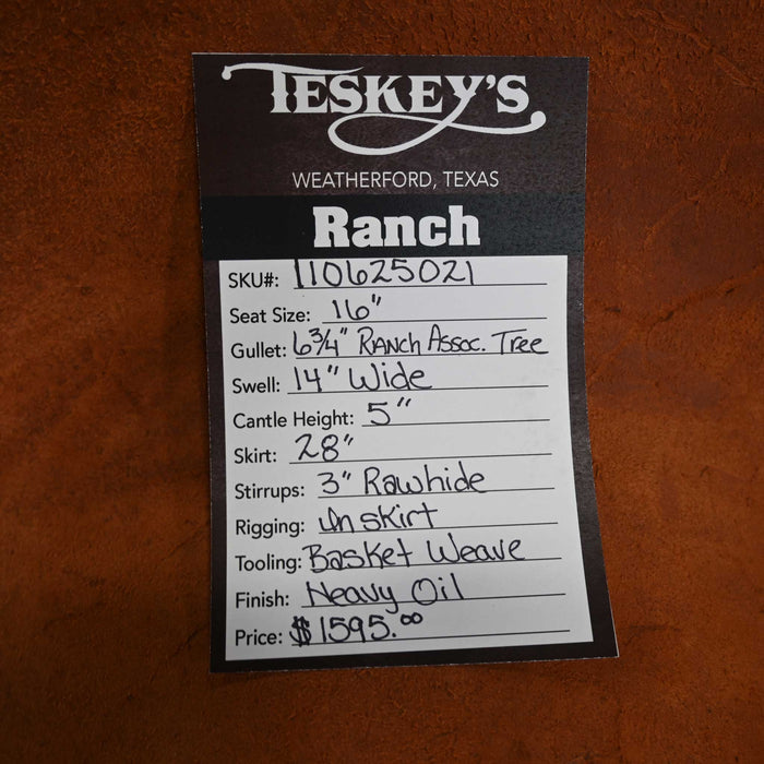 16" TESKEY'S RANCH ASSOCIATION SADDLE