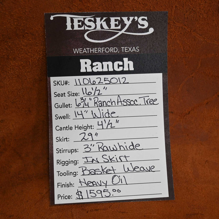 16.5" TESKEY'S RANCH ASSOCIATION SADDLE