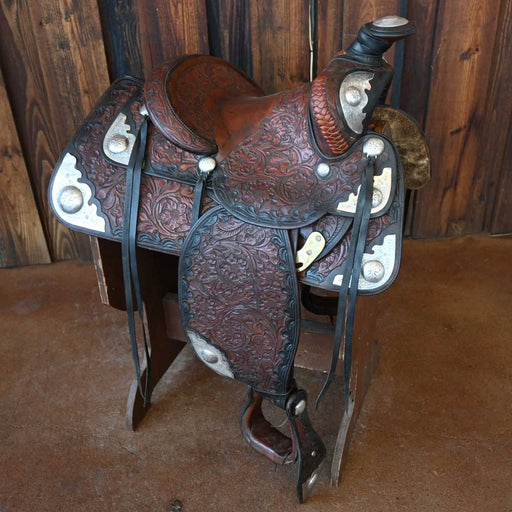 12.5" 1960's Custom Made Saddle with Visalia Silver Collectibles Custom California Saddle