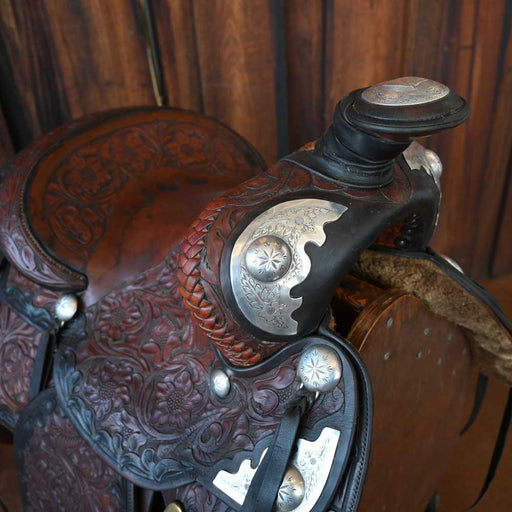 12.5" 1960's Custom Made Saddle with Visalia Silver Collectibles Custom California Saddle