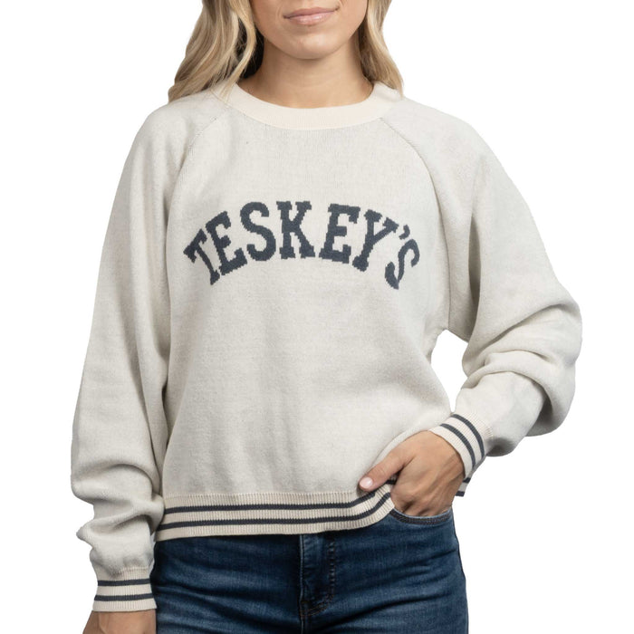 Teskey's Varsity Font Raglan Sweater - Natural/Jean