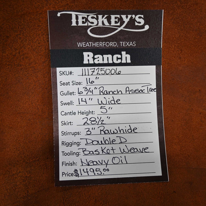 16" TESKEY'S RANCH ASSOCIATION SADDLE