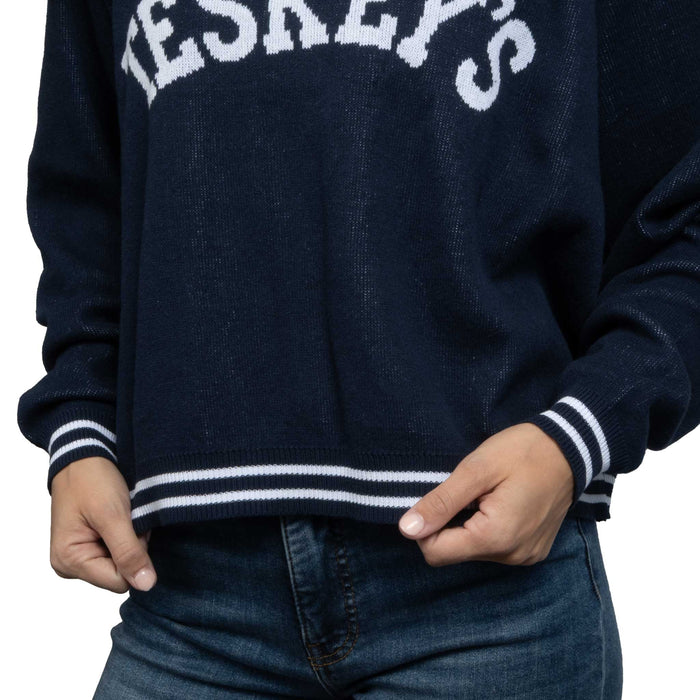 Teskey's Varsity Font Raglan Sweater - Navy/White