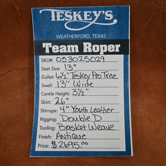 13" PATRICK SMITH YOUTH TEAM ROPING SADDLE