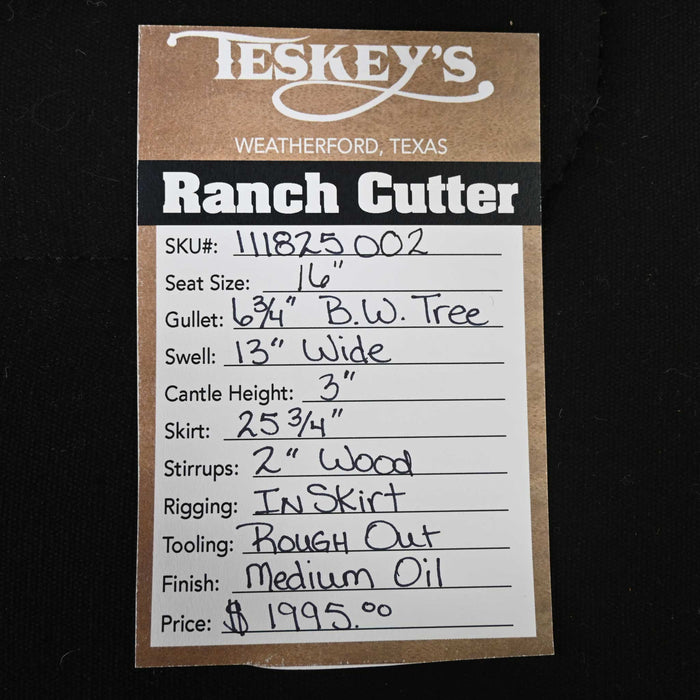 16" TESKEY'S RANCH CUTTER SADDLE
