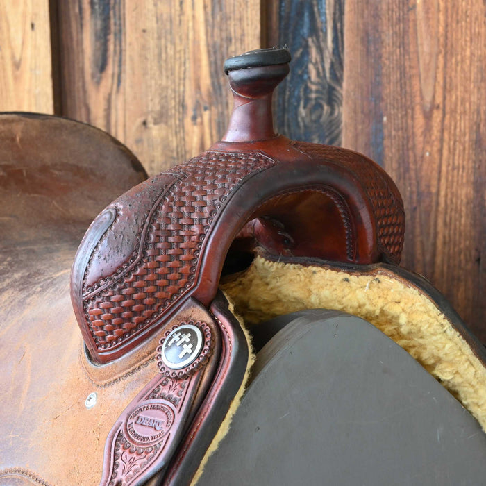 17.5" USED TESKEY'S DEARY COW HORSE SADDLE