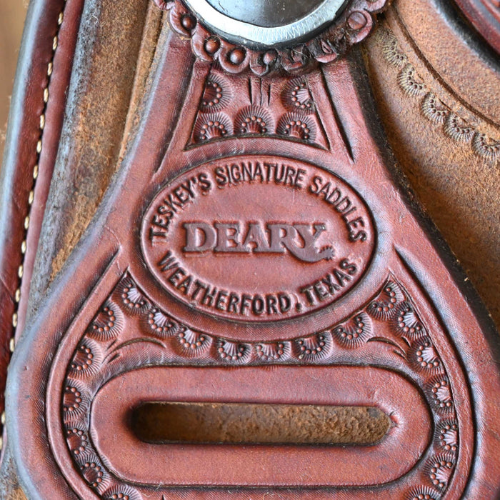 17.5" USED TESKEY'S DEARY COW HORSE SADDLE