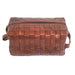 Woven Leather Dopp Kit - Chestnut ACCESSORIES - Luggage & Travel - Shave Kits Two's Company